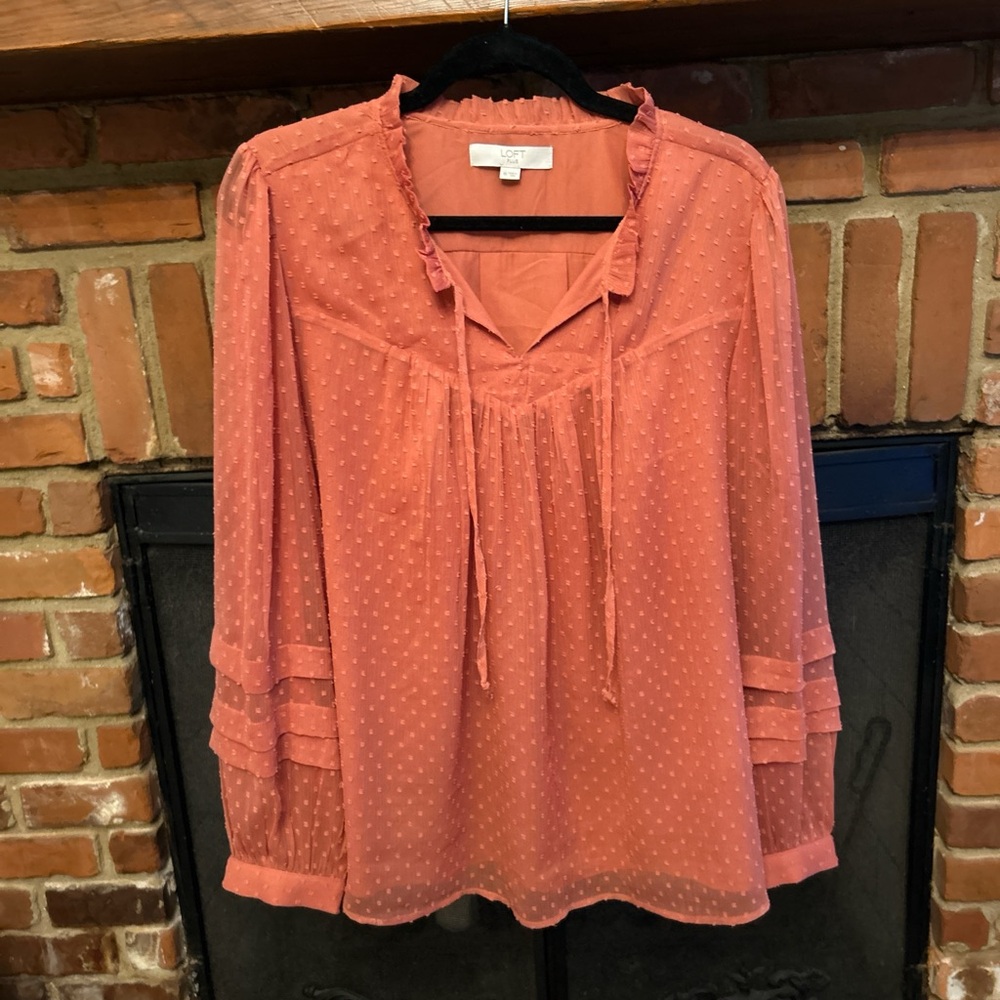 Women's Coral Ruffled Blouse